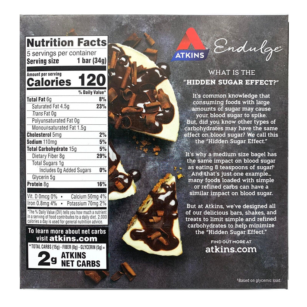 Atkins Endulge Treat Dessert Bar Chocolate Caramel, Fudge, 5 Ct
