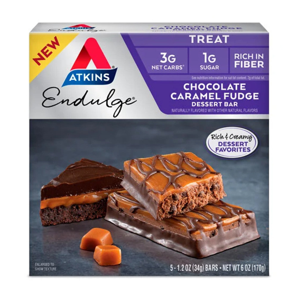 Atkins Endulge Treat Dessert Bar Chocolate Caramel, Fudge, 5 Ct