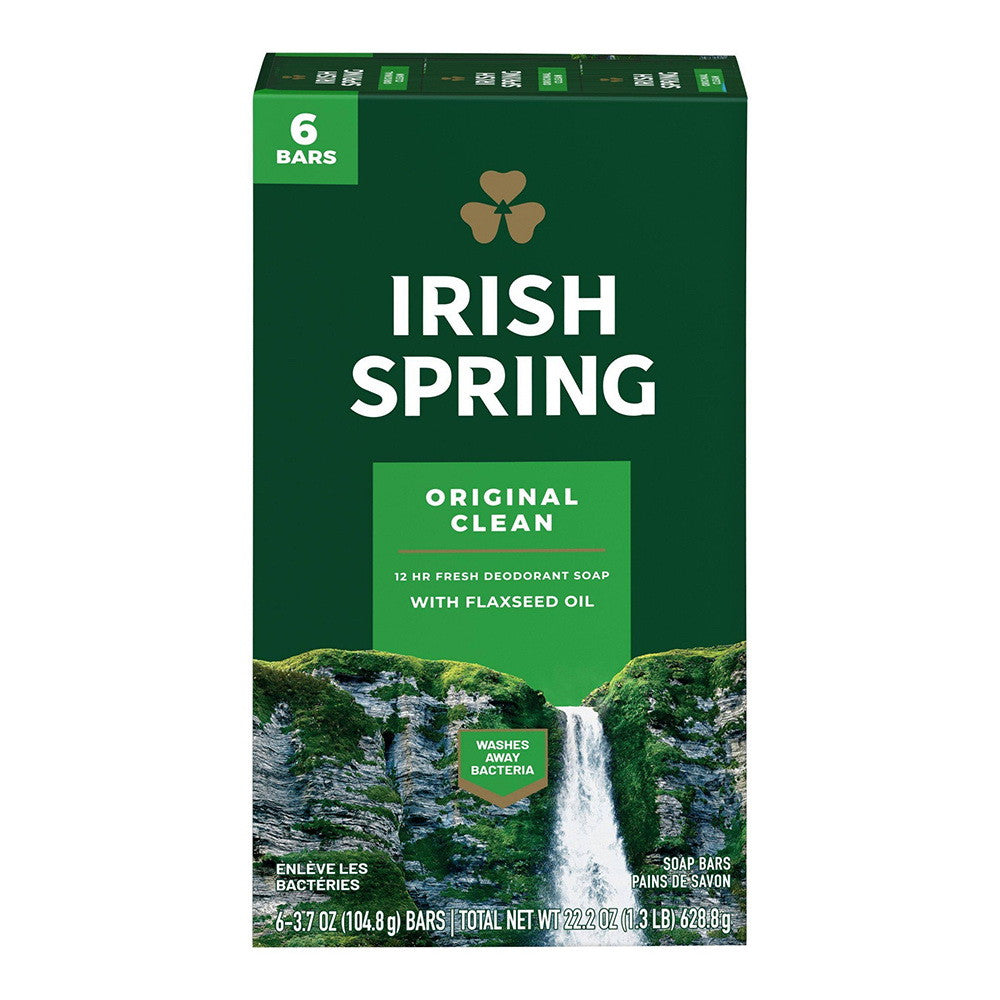Irish Spring Bar Soap Original Clean, 3.7 Oz, 6 Bars