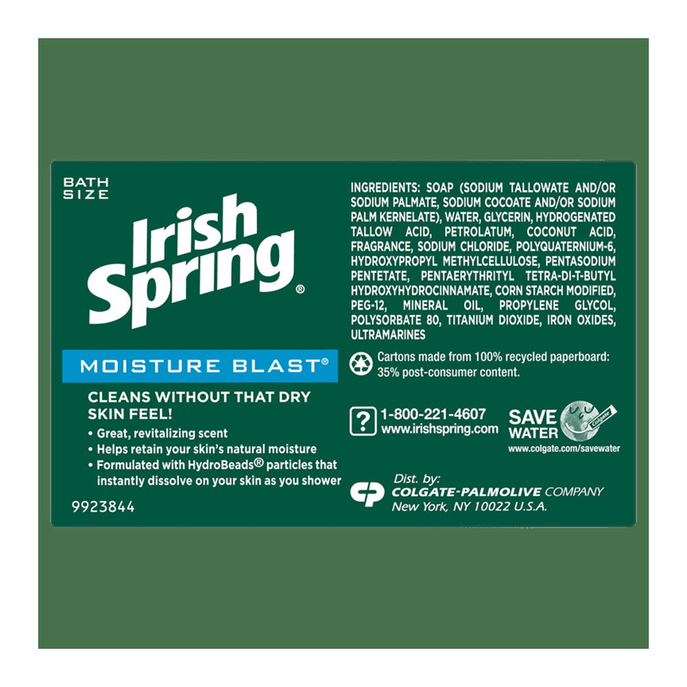 Irish Spring Moisture Blast Moisturizing Bar Soap, 6 Count, 3.7 OZ