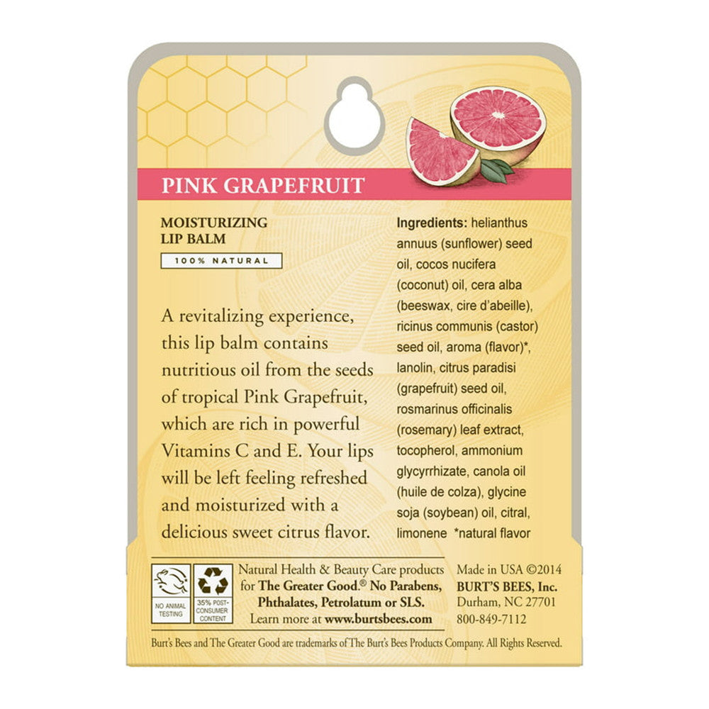 Burts Bees Lip Balm Pink Grapefruit Blister, 0.15 Oz