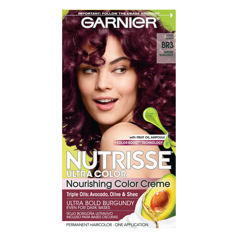 Garnier Nutrisse Ultra Nourishing Hair Color Creme, BR3 Intense Burgundy, 1 Kit