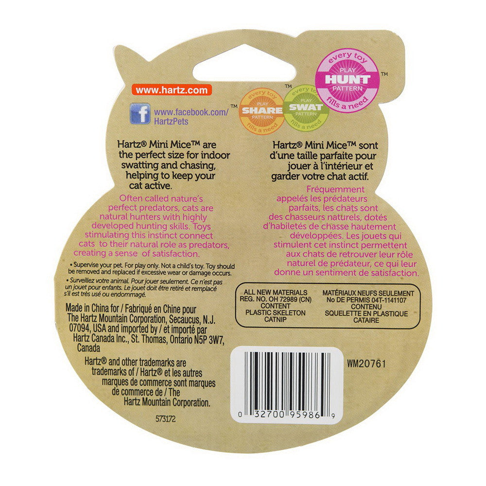 Hartz Just For Cats Mini Mice Cat Toy Catnip Filled, 5 Ct