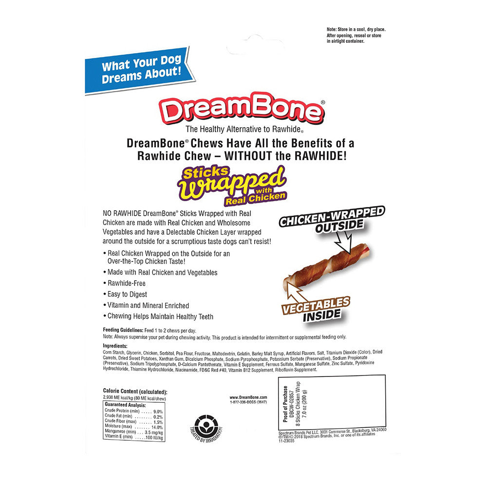 DreamBone Sticks Wrapped with Real Chicken Dog Treats - 7 Oz