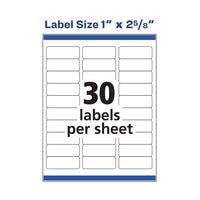 Avery 18160 White Easy Peel Address Ink Jet Labels 30 Up, 1 x 2-5/8 Inches, 10 Ea