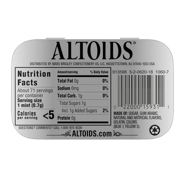 Altoids Spearmint Sugar Free Breath Mints, 1.76 Oz