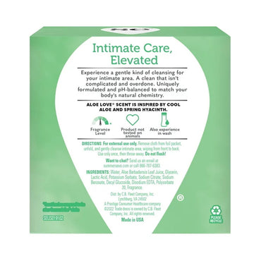 Summers Eve Aloe Love Daily Gentle Feminine Clothes, pH Balanced, 16 Ea