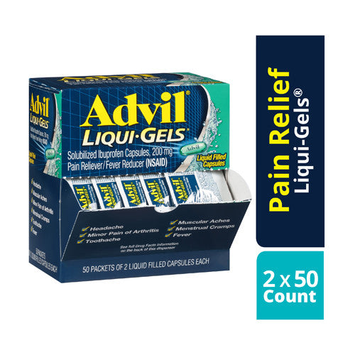 Advil Liquigels Pain Reliever or Fever Reducer Liquid Filled Capsules Packets, 50 Ea