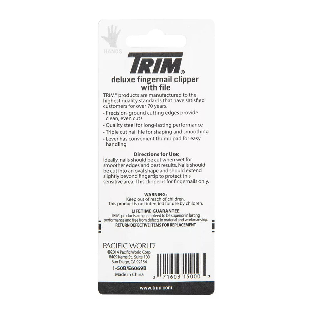 Trim Deluxe Quality Steel Fingernail Clipper with File, 1 Ea