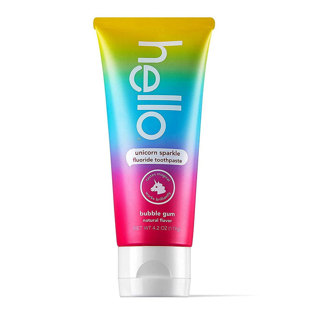 Hello Kids Unicorn Sparkle Fluoride Toothpaste with Natural Bubble Gum, 4. 2Oz