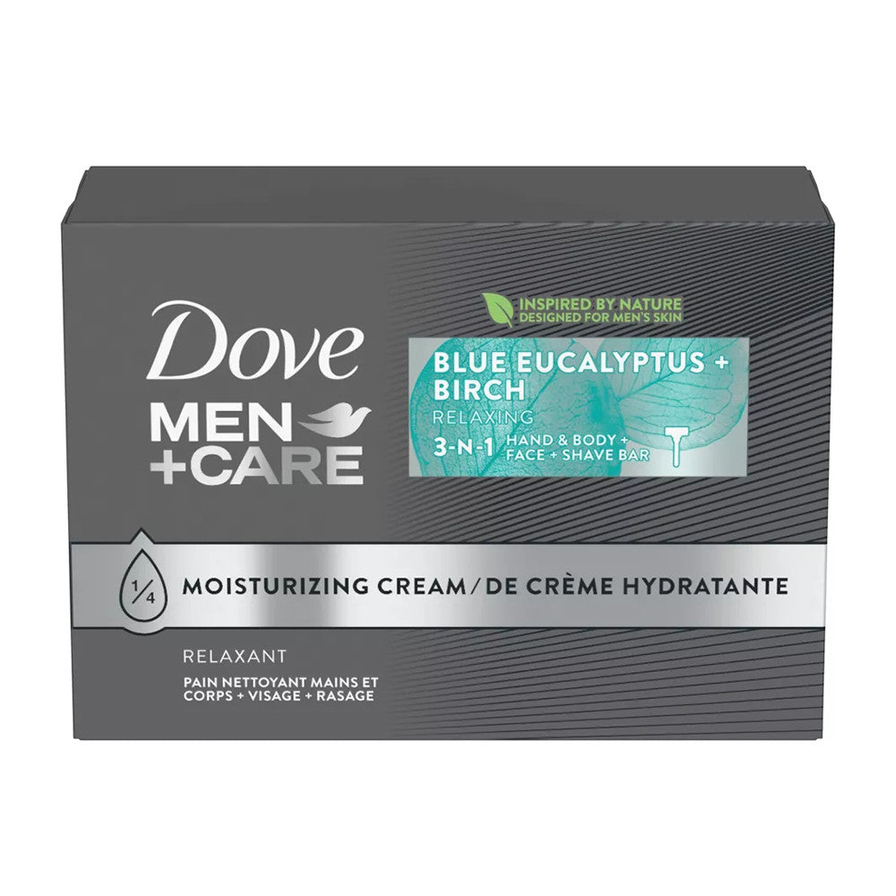 Dove Men And Care Blue Eucalyptus Relaxing 3 in 1 for Body, Face, Shave Bar Soap, 3.75 Oz