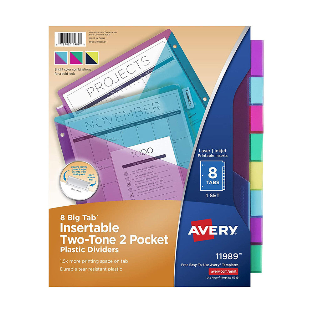 Avery Work Saver Big Tab Plastic Dividers 8 Tab Letter Multicolor, 1 Ea