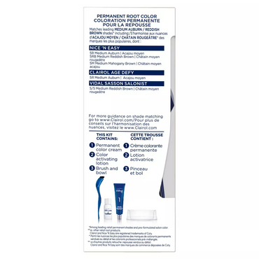 Clairol Nice N Easy Root Touch Up Permanent Hair Color 5R Medium Auburn Reddish Brown, 1 Ea