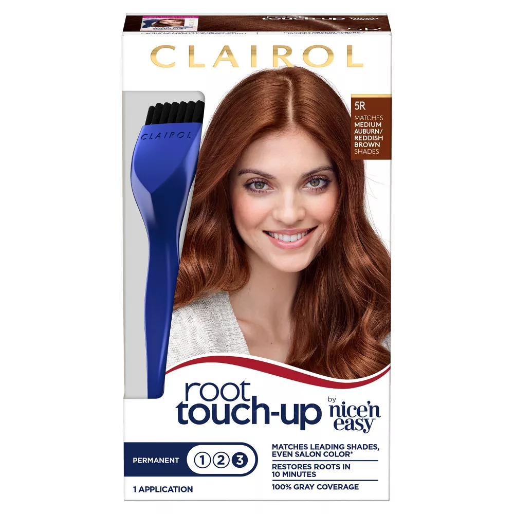 Clairol Nice N Easy Root Touch Up Permanent Hair Color 5R Medium Auburn Reddish Brown, 1 Ea