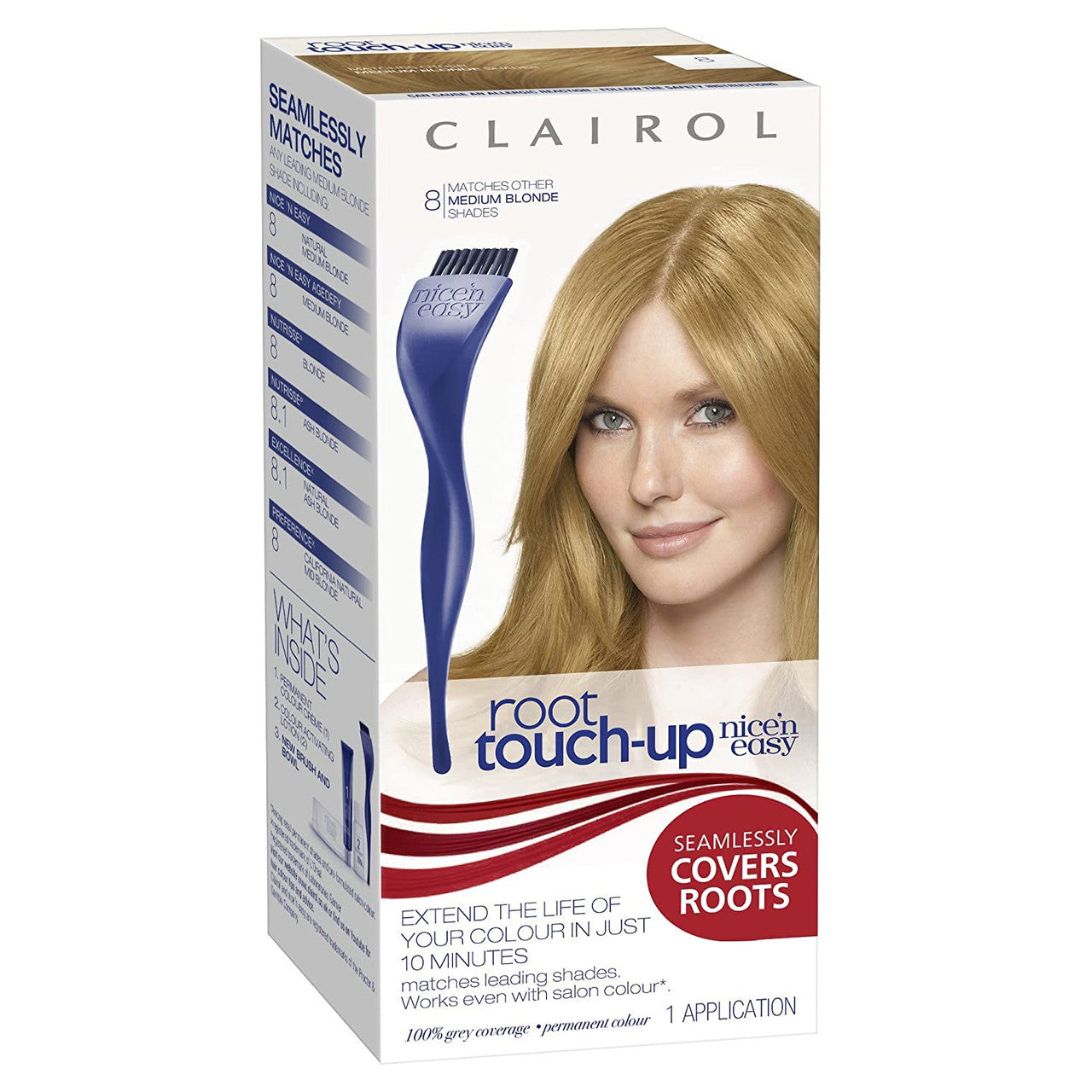 Clairol Nice n Easy Root Touch-up 8 Matches Medium Blonde Hair color Shade, 1 Ea