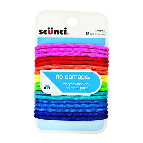 Scunci No Damage Hair Elastics, Assorted Colors, 18 Ea