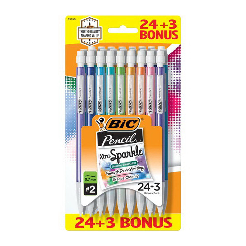 Bic Xtra-Sparkle Mechanical Pencil, Medium Point (0.7 mm), 24+3 Count, 1 Ea