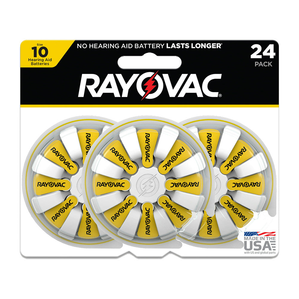 Rayovac 1.45V Hearing Aid Batteries, Size 10, 24 Ct