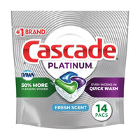 Cascade Platinum ActionPacs Dishwasher Detergent, Fresh, 14 Ea