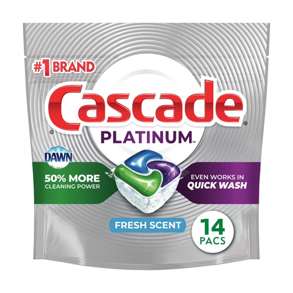 Cascade Platinum ActionPacs Dishwasher Detergent, Fresh, 14 Ea