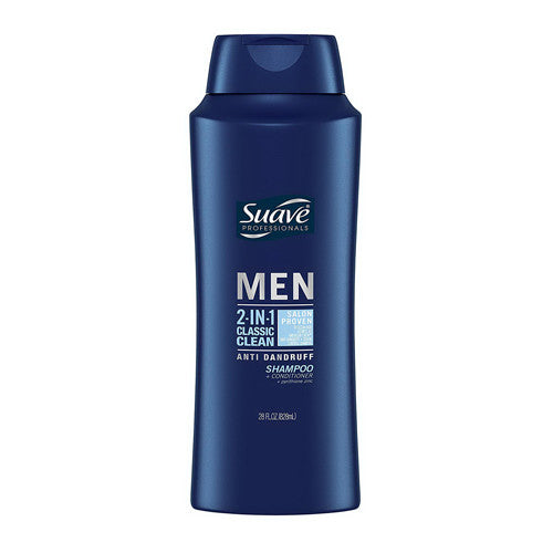 Suave Men 2 in 1 Anti Dandruff Hair Shampoo Plus Conditioner, Classic Clean, 28 Oz