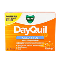 Vicks DayQuil Cold and Flu Multi Symptom Relief Acetaminophen LiquiCaps, 8 Ct