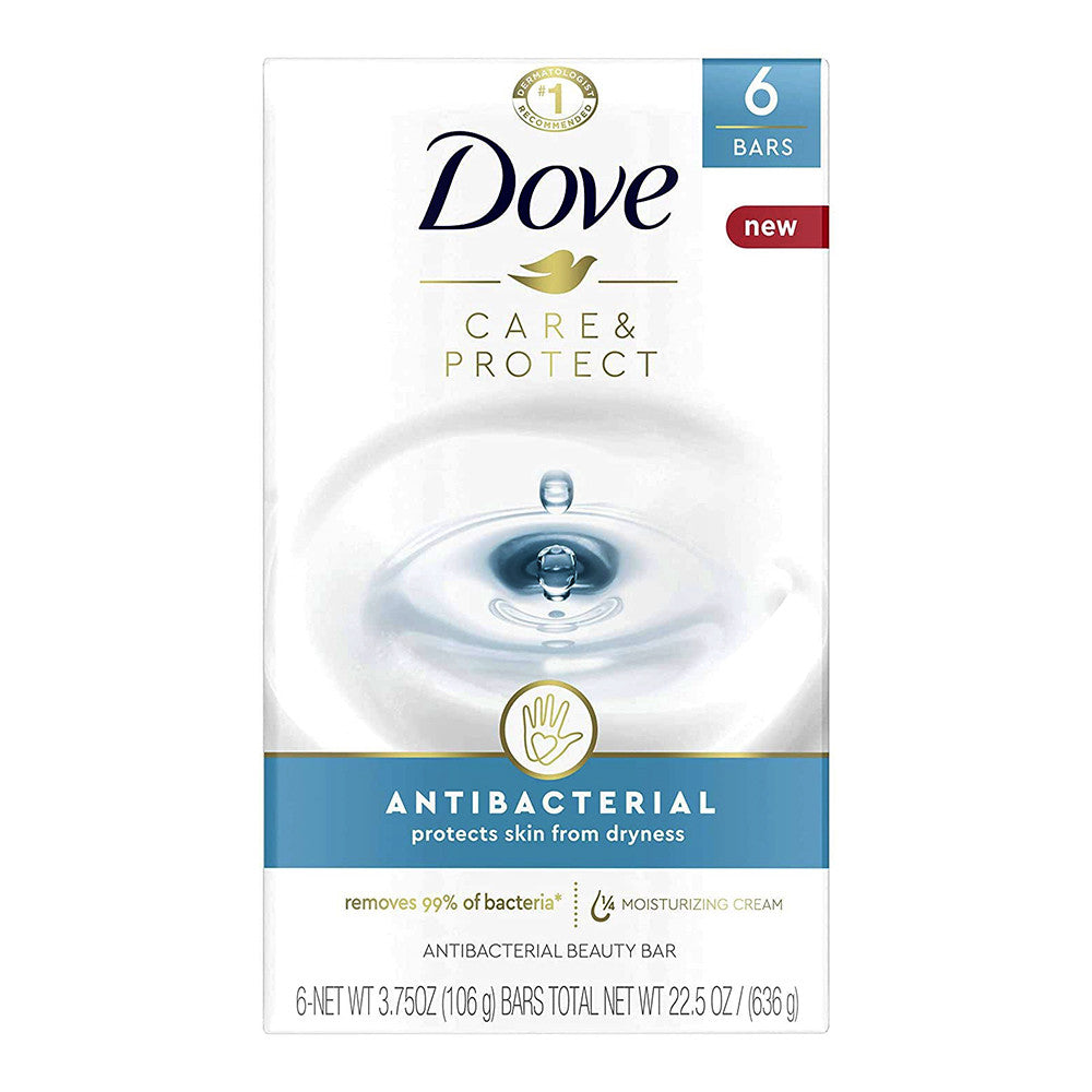Dove Beauty Antibacterial Bar Soap, 3.75 Oz, 6 Bars