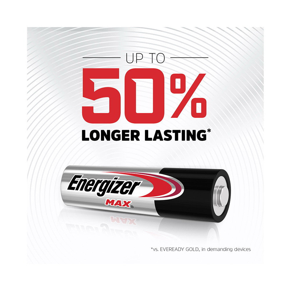 Energizer Max Alkaline 50% Long Lasting AA Battery, 24 Ea