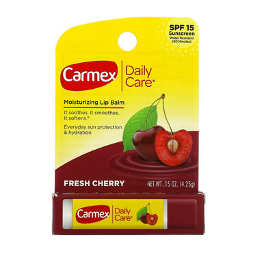 Carmex Daily Care Moisturizing Lip Balm SPF 15, Fresh Cherry, 0.15 Oz