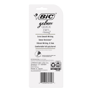 Bic Gelocity Quick Dry Retractable Gel Pen, Medium Point 0.7 mm, Assorted Colors, 3 Ct