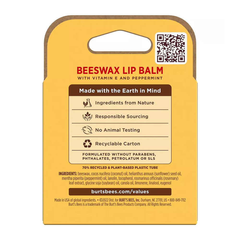 Burts Bees Natural Moisturizing Lip Balm with Beeswax, 0.6 Oz