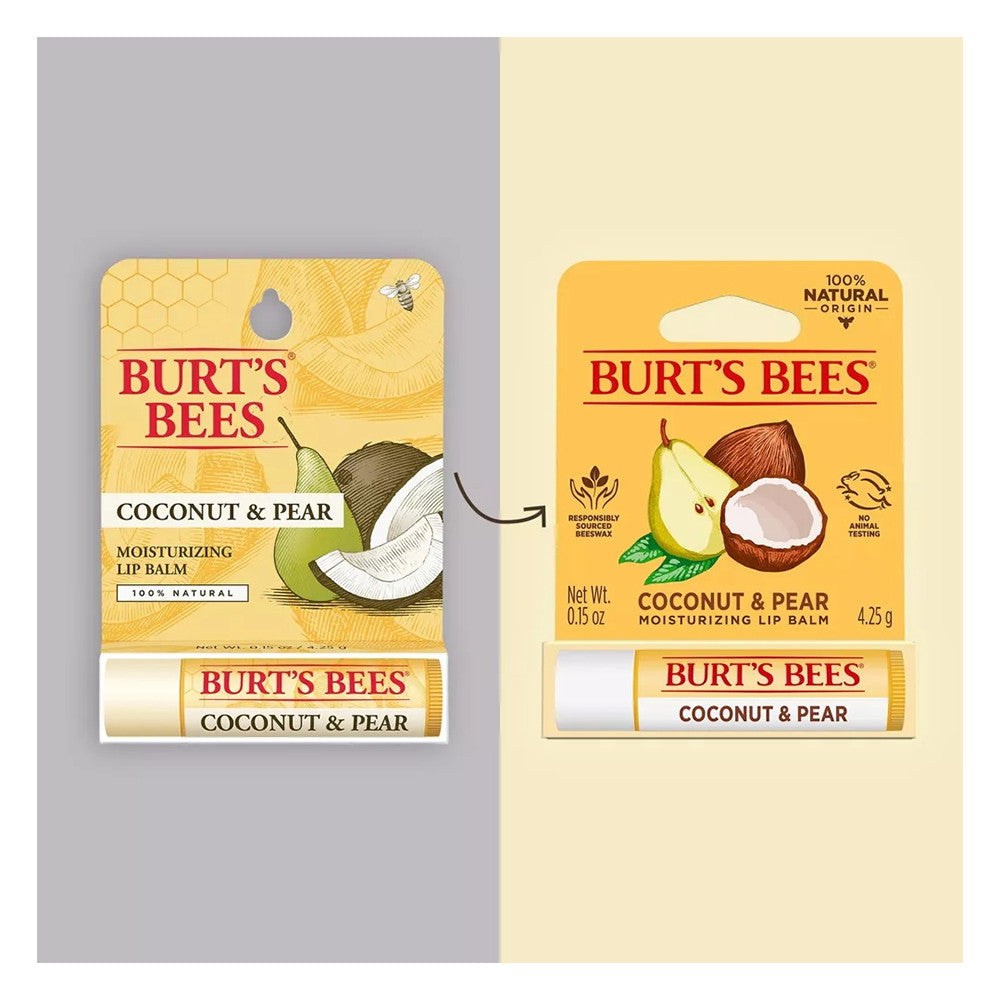 Burts Bees 100% Natural Moisturizing Lip Balm with Beeswax, Coconut and Pear, 0.15 Oz
