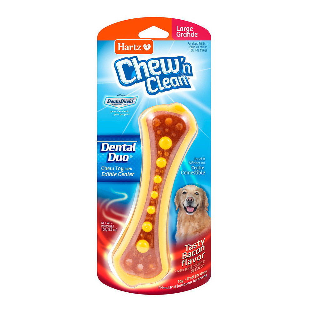Hartz Chew-N-Clean with Dental Shield Bacon Flavor Durable Chew Toy, Large, 1 Ea