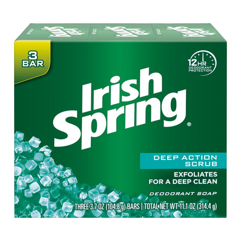 Irish Spring Clean Scrub Deodorant Soap, 3.75 Oz, 3 Ea