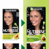 Garnier Nutrisse Nourishing Color Creme, 11 Blackest Black, 1 Kit