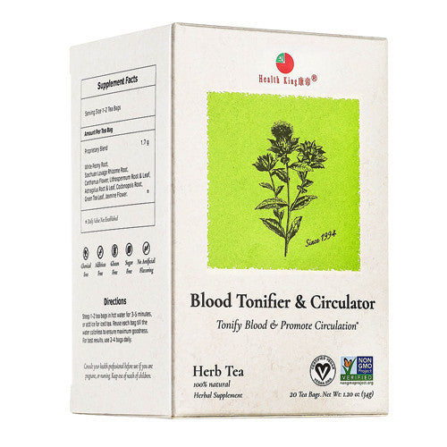 Health King Medicinal Teas Blood Tonifier and Circulator Tea Bags, 20 Ea