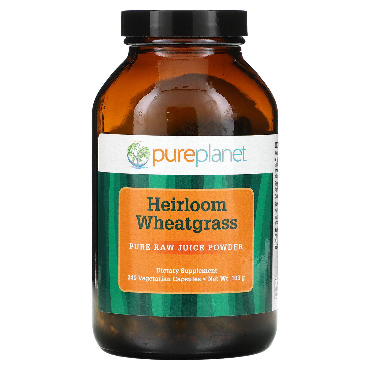 Pure Planet Green Kamut Heirloom Wheatgrass Vegetarian Capsules, 240 Ea
