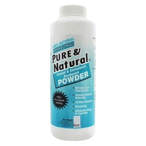 Thai Deodorant Stone Pure And Natural Crystal And Cornstarch Deodorant Powder, 4 Oz