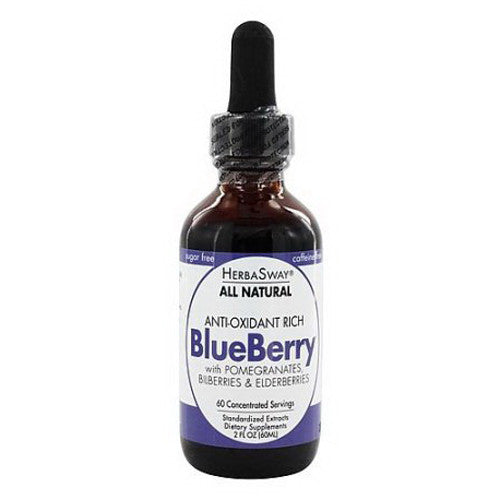 HerbaSway All Natural Anti Oxidant Rich Blueberry with Pomegranates, Biberries and Elderberries Liquid, 2 Oz