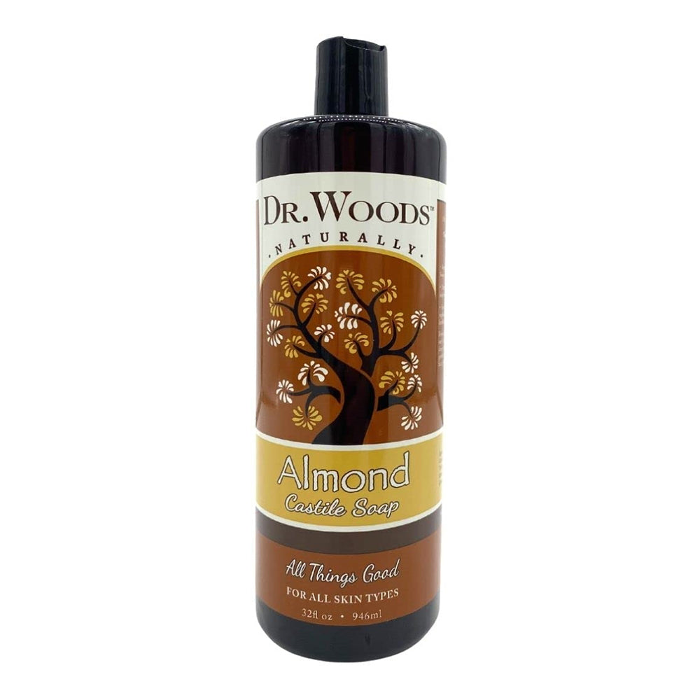 Dr Woods Almond Castile Soap Liquid with Shea Butter Nourish and Replenish the Skin for All Skin Types 32Oz (236ml)