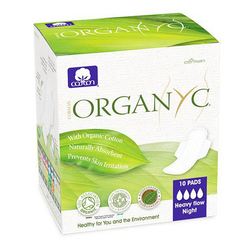 Organyc 100% Organic Cotton Pads Night Wings, 10 Ea