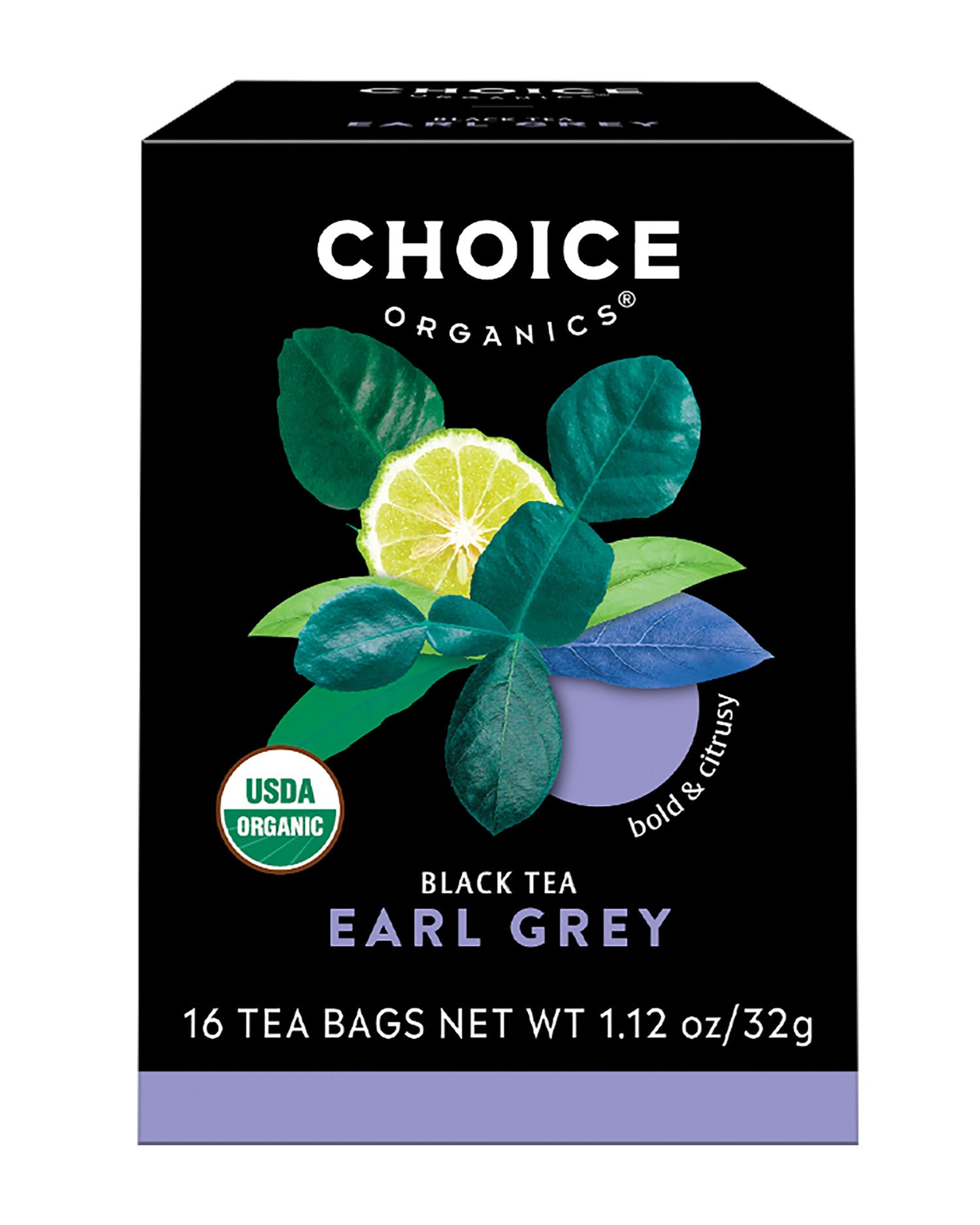 Choice Organics Earl Grey Black Tea Bold and Citrusy with Organic Bergamot Oil Tea Bags 16Ea