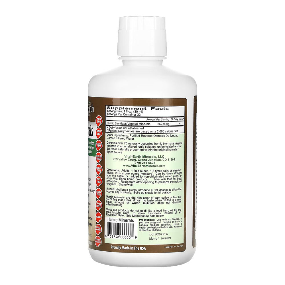 Vital Earth Humic Minerals Rich Dark Color - 32 Oz