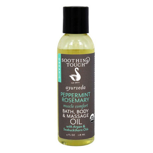 Soothing Touch Ayurveda Organic Bath, Body And Massage Oil Muscle Comfort Peppermint, 4 oz