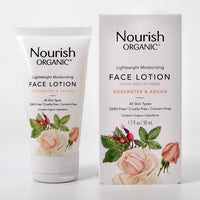 Nourish Organic Lightweight Moisturizing Face Lotion, Argan + Rosewater, 1.7 oz