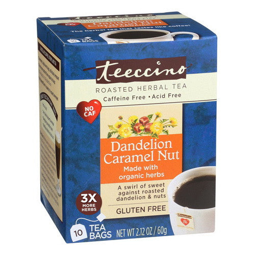 Teeccino Dandelion Caramel Nut Chicory Herbal Tea, 10 Ea