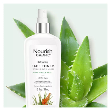 Nourish Organic Refreshing Face Toner with Aloe & Witch Hazel, 3 Oz