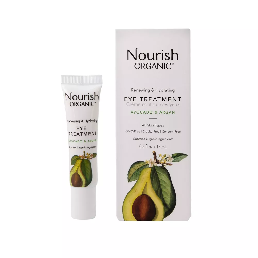Nourish Organic Renewing Plus Cooling Eye Treatment Cream, Avocado and Argan Oil, 0.5 Oz