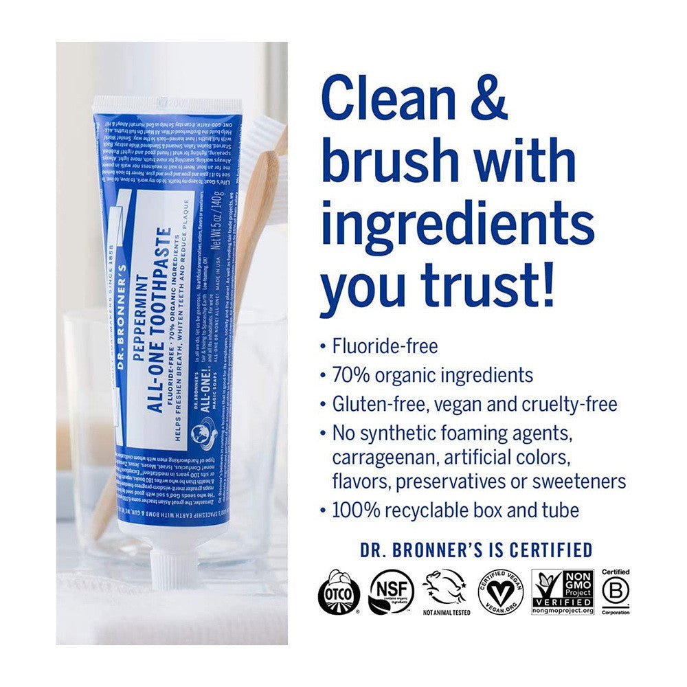Dr. Bronner's Peppermint Toothpaste Peppermint - 5 Oz
