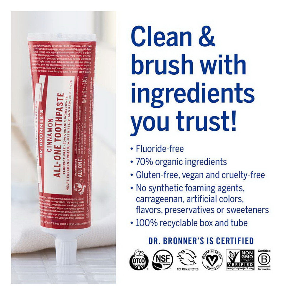 Dr. Bronner s All-One Organic Cinnamon Toothpaste, 5 Oz